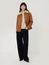 Leather Cropped Jacket | Ginger