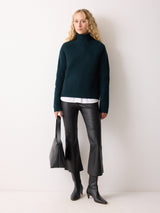 Stretch Leather Kick Flare Trousers | Black