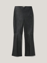 Stretch Leather Kick Flare Trousers | Black