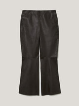 Stretch Leather Kick Flare Trousers | Chocolate