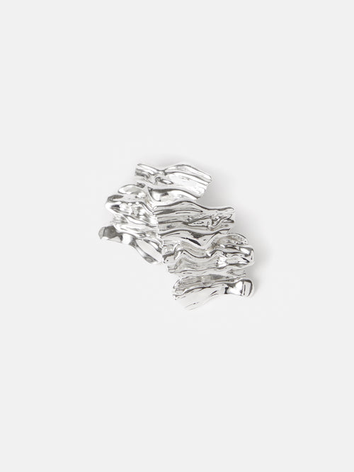 Crumpled Textured Earring | Silver