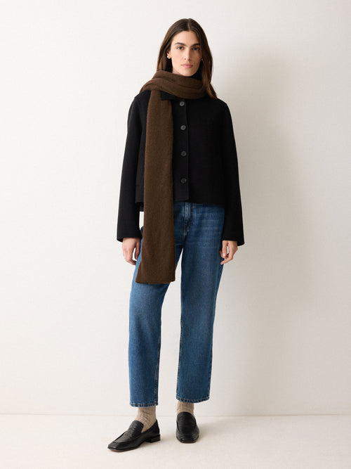 Soft Gauzy Knit Scarf | Brown