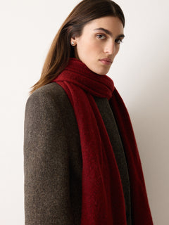 Soft Gauzy Knit Scarf | Red