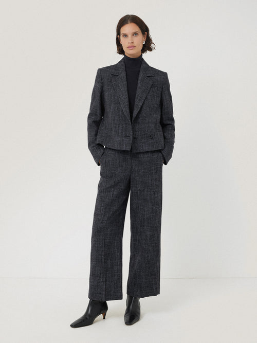 Hale Boucle Cropped Trousers | Navy