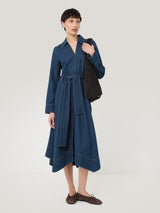 Fluid Denim Belted Shirt Dress | Indigo