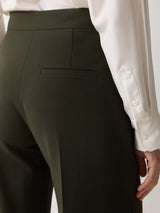 Italian Modern Crepe Sailor Trouser | Dark Olive