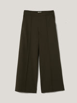 Italian Modern Crepe Sailor Trouser | Dark Olive