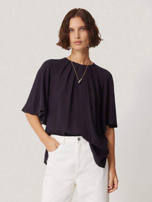 Textured Pleat Detail Top | Purple