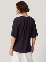Textured Pleat Detail Top | Purple