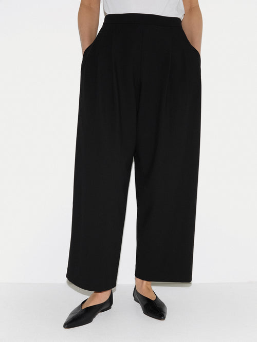Modern Crepe Pleat Trouser | Black