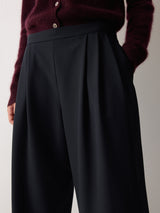 Modern Crepe Pleat Trouser | Navy