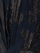 Metallic Jacquard Drape Dress | Navy