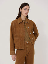 Cooper Denim Cropped Jacket | Tan Snow Wash