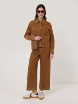 Cooper Denim Cropped Jacket | Tan Snow Wash