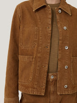 Cooper Denim Cropped Jacket | Tan Snow Wash