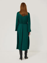 jigsaw green silk dress Textured Cowl Neck Dress