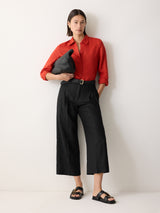 Linen Cropped Kemp Trouser | Black