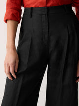 Linen Cropped Kemp Trouser | Black