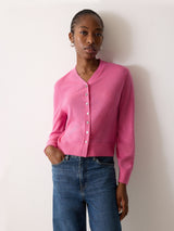 Fine Merino Cardigan Top | Pink