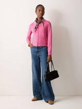 Fine Merino Cardigan Top | Pink