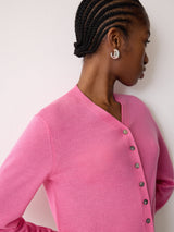 Fine Merino Cardigan Top | Pink