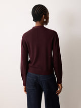 Fine Merino Cardigan Top | Burgundy