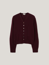 Fine Merino Cardigan Top | Burgundy