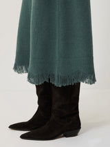 Silk Blend Boucle Fringe Skirt | Blue