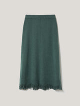 Silk Blend Boucle Fringe Skirt | Blue