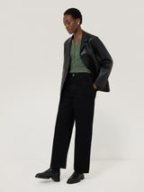 Rib Pointelle Henley Jumper | Green