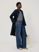 Cotton Stripe Long Sleeve Tee | Navy