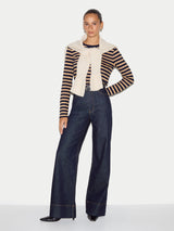Cotton Slub Stripe Long Sleeve T-shirt | Camel