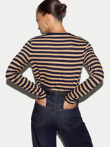 Cotton Slub Stripe Long Sleeve T-shirt | Camel
