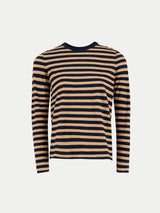 Cotton Slub Stripe Long Sleeve T-shirt | Camel