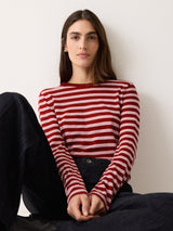 Cotton Stripe Long Sleeve Tee | Pink