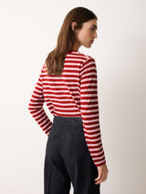 Cotton Stripe Long Sleeve Tee | Pink