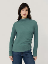 Crinkle Jersey Drape Top | Blue