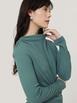 Crinkle Jersey Drape Top | Blue