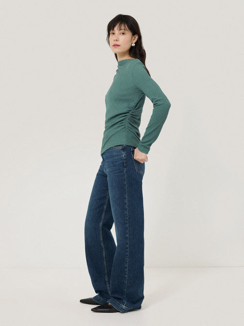 Crinkle Jersey Drape Top | Blue