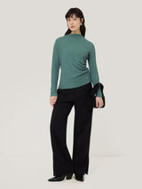 Crinkle Jersey Drape Top | Blue