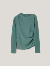 Crinkle Jersey Drape Top | Blue