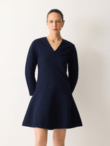 Darted Sleeve Short Dress | Navy