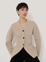 Darted Longline Knit Jacket | Cream