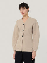Darted Longline Knit Jacket | Cream