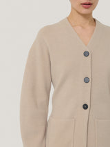 Darted Longline Knit Jacket | Cream