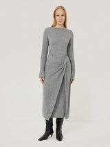 Wool Cashmere Blend Knot Dress | Grey
