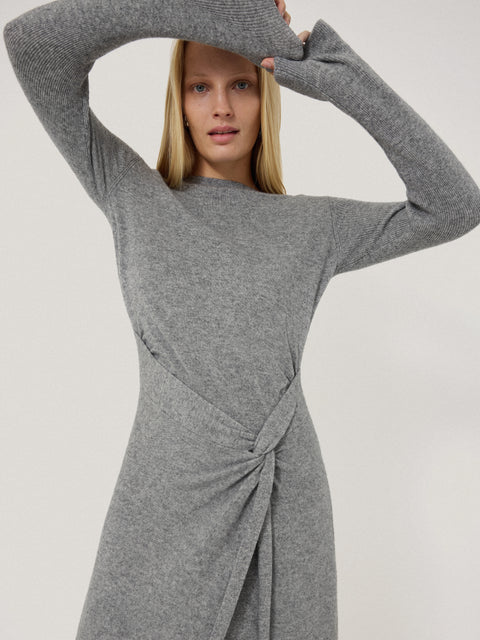 Wool Cashmere Blend Knot Dress | Grey Jigsaw Wool Cashmere Blend Knot Dress | Grey Jigsaw