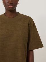 Short Sleeve Textured Sweatshirt Top | Khaki