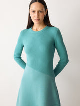 Mixed Media Panelled Dress | Blue