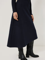 Mixed Media Panelled Dress | Navy